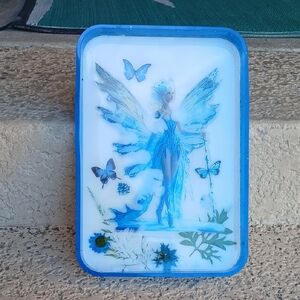 Hand Crafted Blue Fairy Mixed Media Art